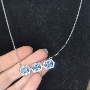 Bomb Party Silver and Blue cubic zirconia Necklace in great pre loved condition